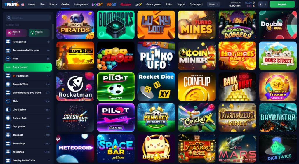 1WIN Online Casino quick games
