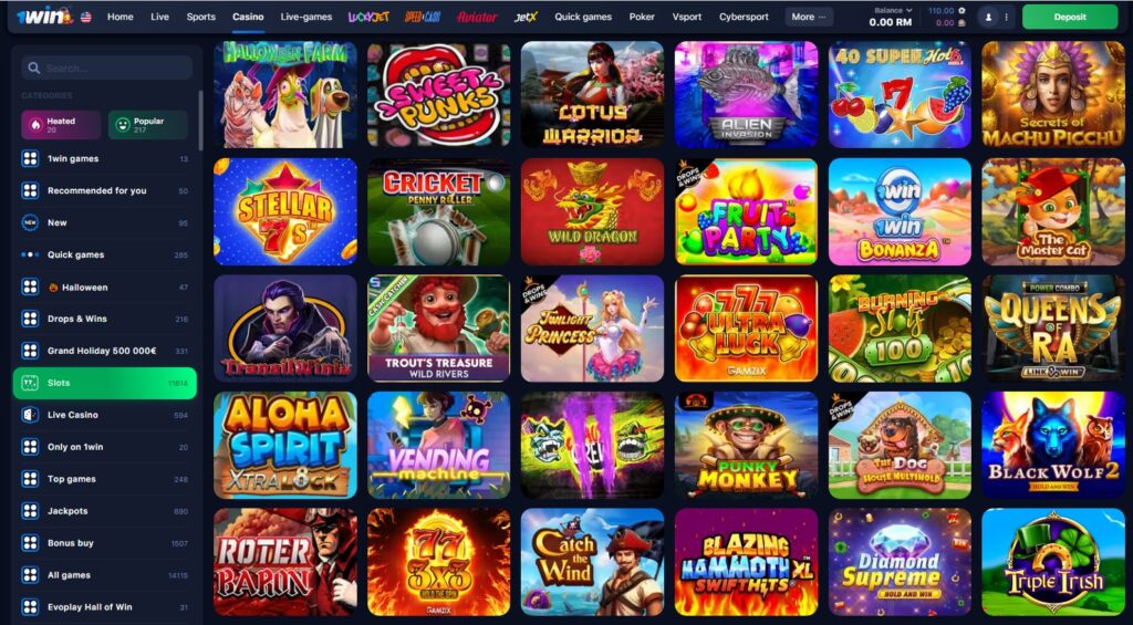 1WIN Online casino slot games